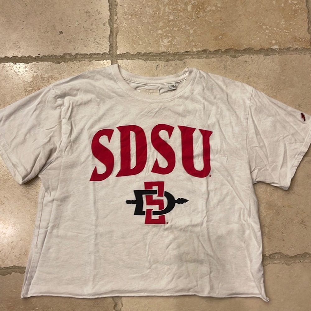 White SDSU Crop Top